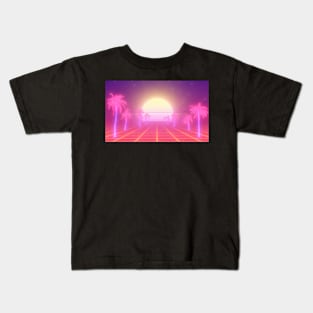 Outrun Palm Trees Road Kids T-Shirt